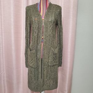 Green Knox Rose Sweater Cardigan NWT M